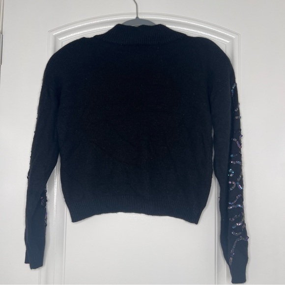 Bravo Vintage whimsigoth Silk and Angora Black Sweater Iridescent Sequins S #16 - Picture 3 of 7